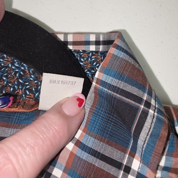 Cinch Men's Plaid Button Down Shirt Size M Blue Brown Western 100% Cotton Rodeo - Picture 6 of 8